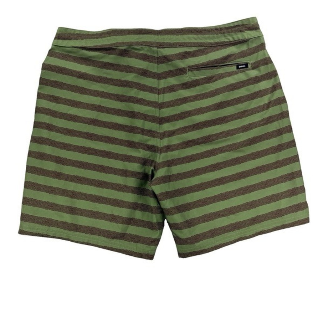 Mens PrAna Board Shorts Swim Trunks Green Brown Striped Sz 36 Surf Beach - Picture 8 of 9